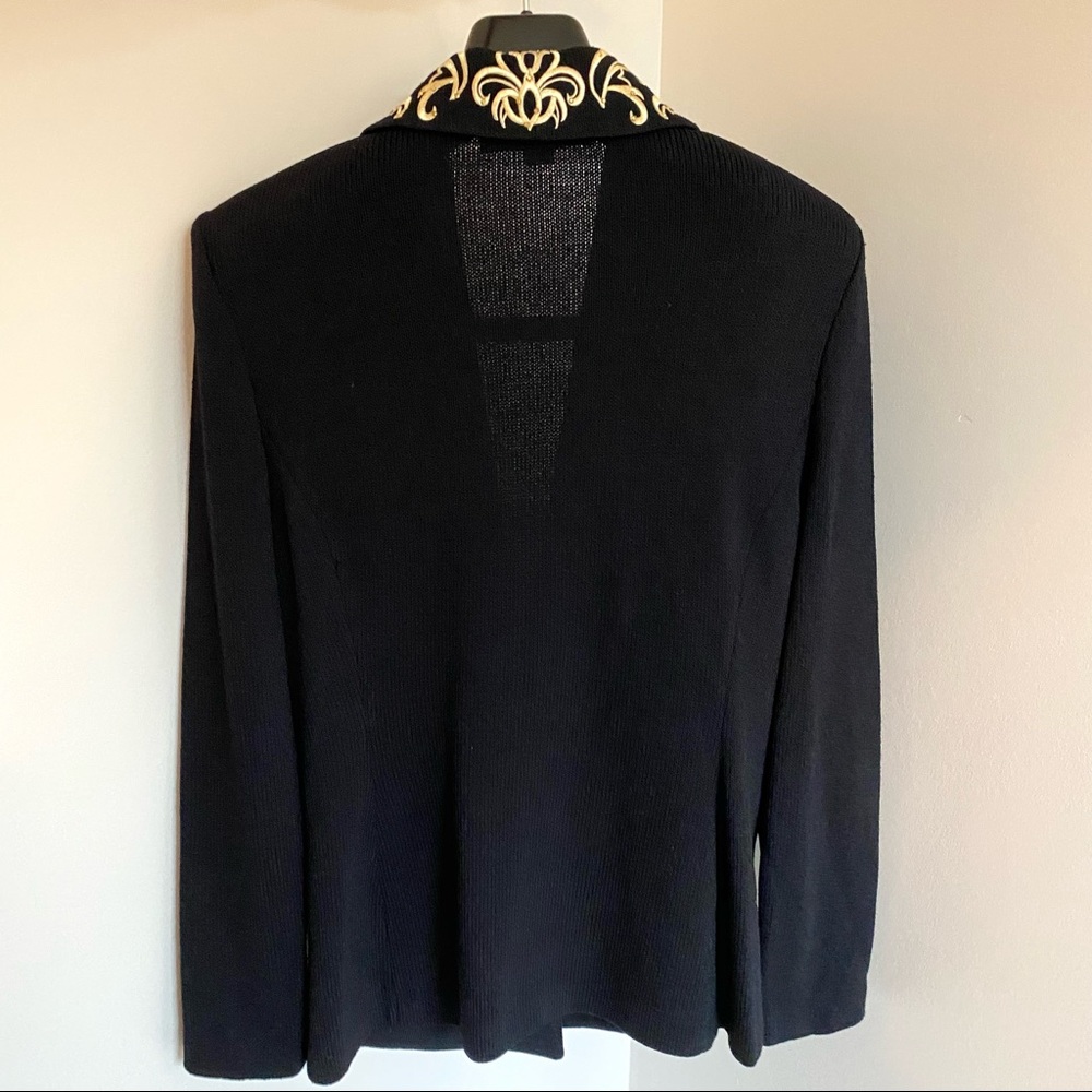 SOLD St. John Evening knit blazer embellished formal jacket black with gold 4 - Picture 6 of 12